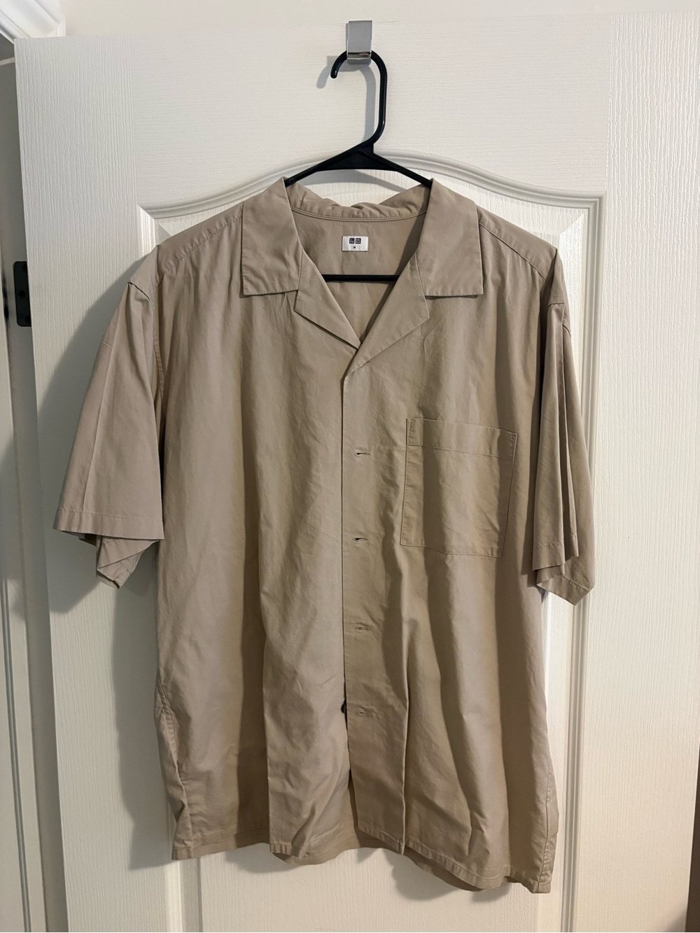 Uniqlo Tan Short-Sleeve Camp Collar Shirt
